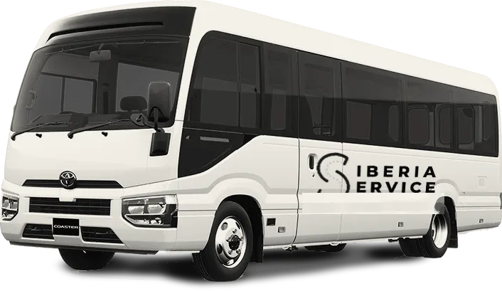 Bus de turismo con rotulado de Siberia Service